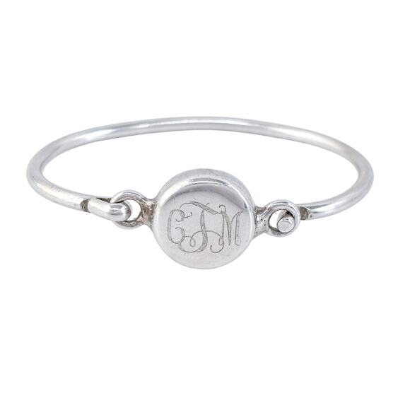 Monogram CJM Hook Bangle Bracelet | Vintage Sterling Silver 925 | 6.5" - Picture 2 of 10
